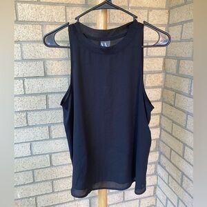 Worthington Semi Sheer Sporty Black Tank Top Flowy Airy Relaxed Fit Sleeveless